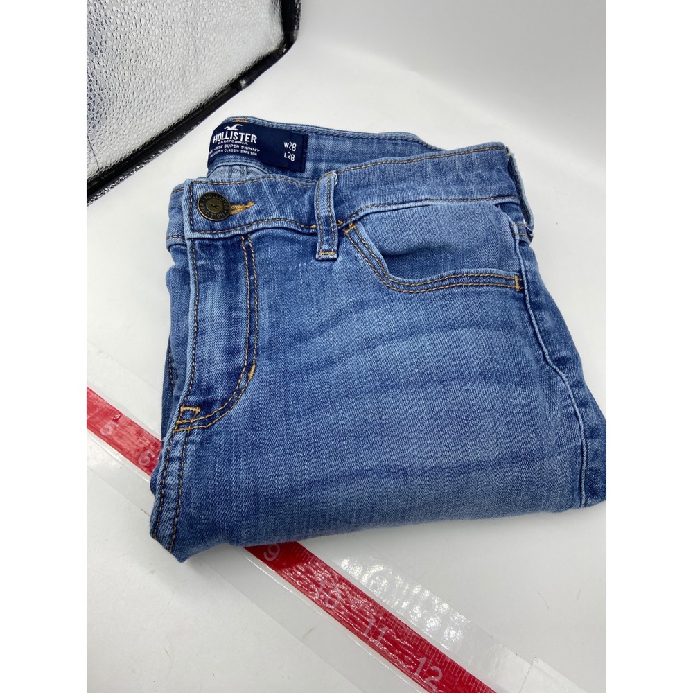 Hollister Super Skinny Jeans Blue Mid‎ Rise Distressed W28 L28 7S